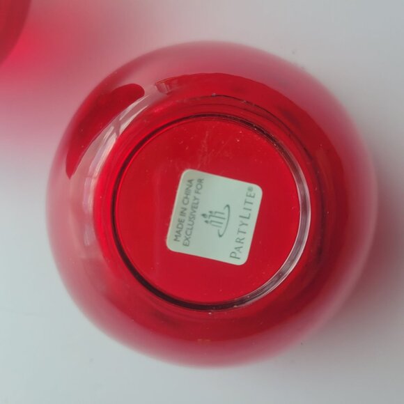 Partylite Red Apple Glass Tealight Votive  Candle Holder New - Picture 6 of 7